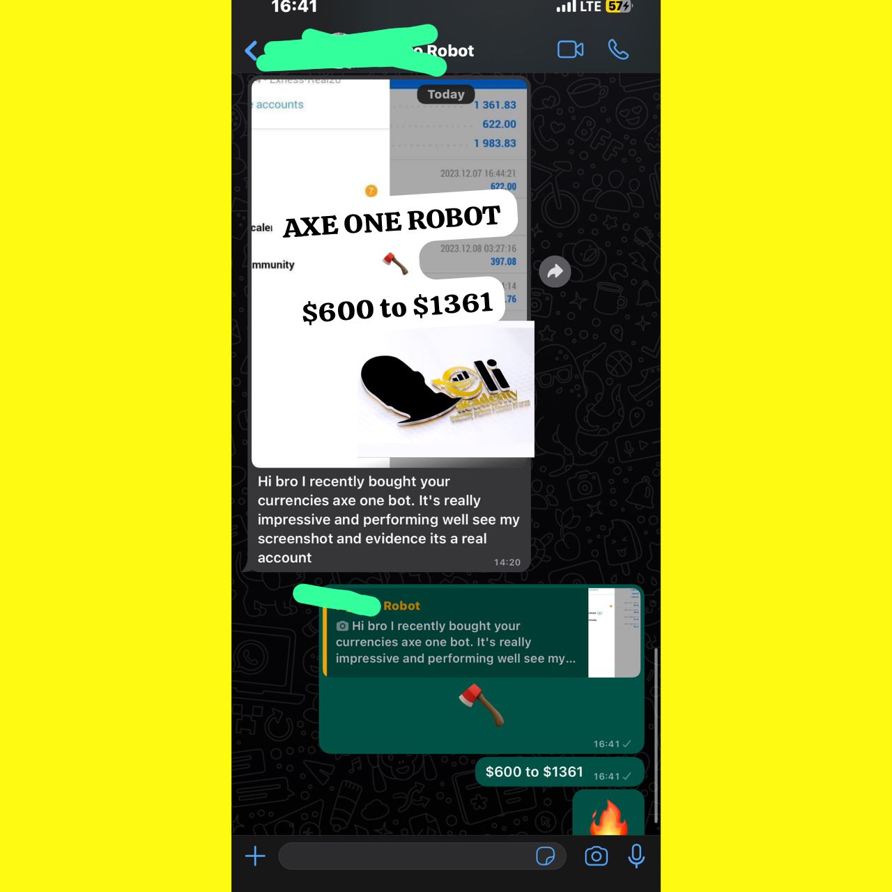 $600 to $1363 using AXE ONE
